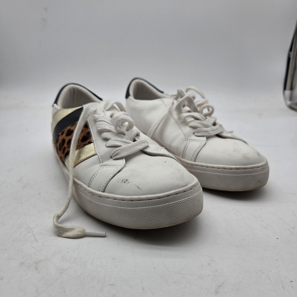 Steve Madden Shoes‎ Womens Size 9 White Fone Leopard Stripe Sneakers FONE0151